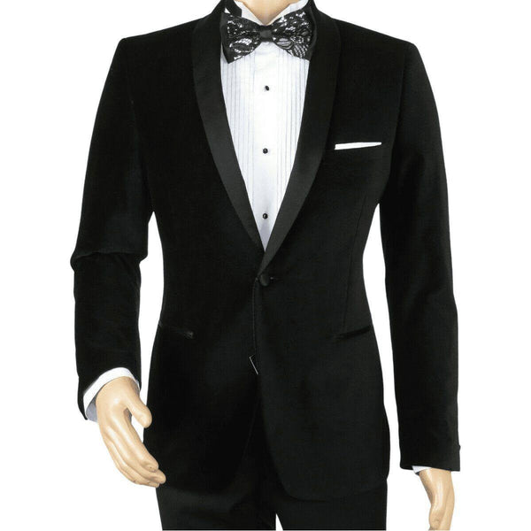 Mens Adolfo Velvet Dinner Jacket Shawl Satin Stage singer 3010J Black Formal - J.Valintin Men's Wear Legend - 1976