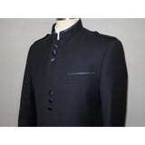 Mens APOLLO KING Banded Collarless suit Chinese Mandarin Wide leg AG92 navy blue - J.Valintin Men's Wear Legend - 31670