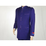 Mens Apollo King Banded Collarless suit Chinese Mandarin Wide leg AG95 Purple - J.Valintin Men's Wear Legend - 74411