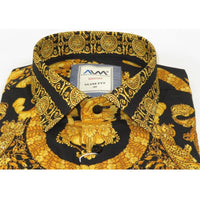 Men's AVM Crystal Shirt Medallion Medusa Cotton Turkey Slim Fit 9628 - 01 Gold - J.Valintin Men's Wear Legend - 9628 - 01 Gold - M