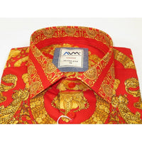 Men's AVM Crystal Shirt Medallion Medusa Cotton Turkey Slim Fit 9628 - 07 Red - J.Valintin Men's Wear Legend - 9628 - 07 Red - M