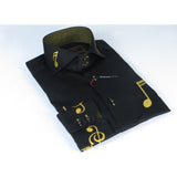 Mens AXXESS Musician Singer Dress Shirt Turkey Musical Notes 322 - 13 Black Gold - J.Valintin Men's Wear Legend - 95437