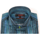 Men's Axxess Turkey Shirt 100% Egyptian Cotton High Collar 224 - 21 Teal Fancy - J.Valintin Men's Wear Legend - 224 - 21 Teal - M