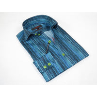 Men's Axxess Turkey Shirt 100% Egyptian Cotton High Collar 224 - 21 Teal Fancy - J.Valintin Men's Wear Legend - 224 - 21 Teal - M