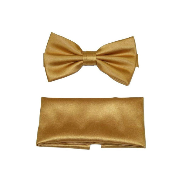 Men's Bow Tie and Hankie by J.Valintin Collection #92492 Solid Satin Gold - J.Valintin Men's Wear Legend - 92492