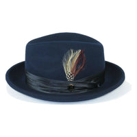 Mens Bruno Capelo Dress Hat Australian Wool Crushable Fedora Giovani UN102 Navy - J.Valintin Men's Wear Legend - 73812