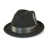 Mens Bruno Capelo Dress Hat Australian Wool Crushable Fedora UN109 Charcoal Gray - J.Valintin Men's Wear Legend - 73832