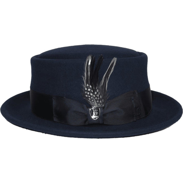 Mens Bruno Capelo Dress Hat Australian Wool Crushable Pork Pie Jazz PP102 Navy - J.Valintin Men's Wear Legend - PP102 - Navy - S