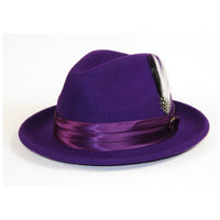 Mens Bruno Capelo Hat Australian Wool Crushable Fedora Giovani UN107 Purple - J.Valintin Men's Wear Legend - UN107 - Purple - S