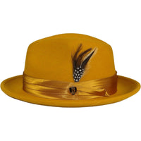 Mens Bruno Capelo Hat Australian Wool Crushable Fedora Giovani Un112 Mustard - J.Valintin Men's Wear Legend - 94530