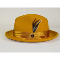 Mens Bruno Capelo Hat Australian Wool Crushable Fedora Giovani Un112 Mustard - J.Valintin Men's Wear Legend - 94530