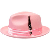 Mens Bruno Capelo Hat Australian Wool Crushable Fedora Giovani UN126 Pink - J.Valintin Men's Wear Legend - UN126 - Pink - S