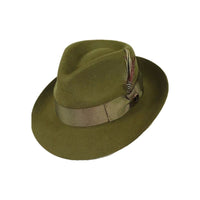 Mens Bruno Capelo Hat Australian Wool Fedora Teardrop Crown Fabio FB229 Olive - J.Valintin Men's Wear Legend - 16234