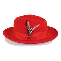 Mens Bruno Capelo Hat Australian Wool Fedora Teardrop Crown Fabio Red FB225 new - J.Valintin Men's Wear Legend - 24040