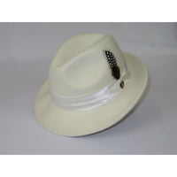 Mens Bruno Capelo Hat Australian Wool Soft Crushable Fedora Giovani Un132 Ivory - J.Valintin Men's Wear Legend - UN132 - Ivory - S