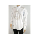 Mens CEREMONIA Shirt 100% Cotton Medusa Medallion Rhine Stones #STN 13 VRS white - J.Valintin Men's Wear Legend - 97085