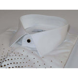 Mens CEREMONIA Shirt 100% Cotton Medusa Medallion Rhine Stones #STN 13 VRS white - J.Valintin Men's Wear Legend - 97085