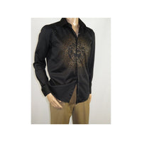 Mens CEREMONIA Shirt 100% Cotton Medusa Medallion Rhine Stones #stn 15 vrs black - J.Valintin Men's Wear Legend - 97080