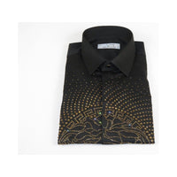 Mens CEREMONIA Shirt 100% Cotton Medusa Medallion Rhine Stones #stn 15 vrs black - J.Valintin Men's Wear Legend - 97080