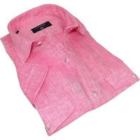 Men's Ciazzo Turkey 100% Linen Breathable Shirt Short Sleeves #Linen 29 Pink - J.Valintin Men's Wear Legend - 101079