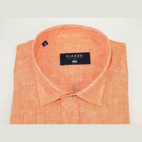 Men's Ciazzo Turkey 100% Linen Breathable Shirt Short Sleeves #Linen 66 Orange - J.Valintin Men's Wear Legend - 101063