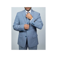 Mens DKNY 100% Wool Two Button Notch Lapel Slim fit Shark Texture 1393 Sky Blue - J.Valintin Men's Wear Legend - 18182