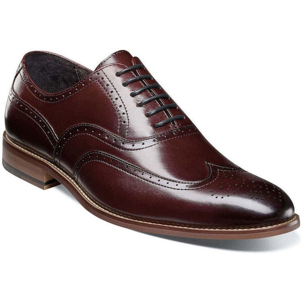 Mens Dunbar Stacy Adams Shoes Antiqued Leather Burgundy Oxford wingtip 25064 - 601 - J.Valintin Men's Wear Legend - 25064_601_7_M