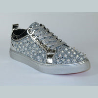 Mens Fancy Shoes By FIESSO AURELIO GARCIA, Spikes Rhine stones 2413 Silver - J.Valintin Men's Wear Legend - 95072