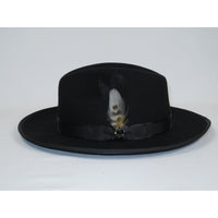 Mens Hat BRUNO CAPELO Australian Wool Wide Brim Fedora Melrose MR370 Black - J.Valintin Men's Wear Legend - MR370 - Black - S