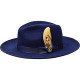 Mens Hat BRUNO CAPELO Australian Wool Wide Brim Fedora Melrose MR371 Navy Blue - J.Valintin Men's Wear Legend - MR371 - Navy - S