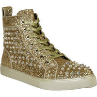 Mens High Top Shoes By FIESSO AURELIO GARCIA ,Spikes Rhine stones 2409 Gold - J.Valintin Men's Wear Legend - 95029