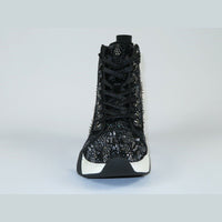 Mens High Top Shoes By FIESSO AURELIO GARCIA,Spikes Rhine stones 2412 Black - J.Valintin Men's Wear Legend - 95047