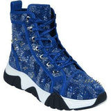 Mens High Top Shoes By FIESSO AURELIO GARCIA,Spikes Rhine stones 2412 Navy Blue - J.Valintin Men's Wear Legend - 95041