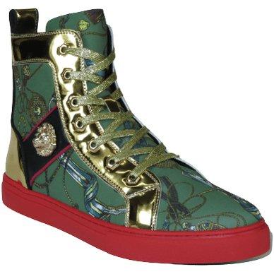 Mens High Top Shoes FIESSO by AURELIO GARCIA Chain Medusa Celebrity 2421 Green - J.Valintin Men's Wear Legend - 95097