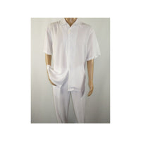 Mens INSERCH 2pc Walking Leisure Suit Shirt Pants Set Short Sleeves 9356 White - J.Valintin Men's Wear Legend - 94112