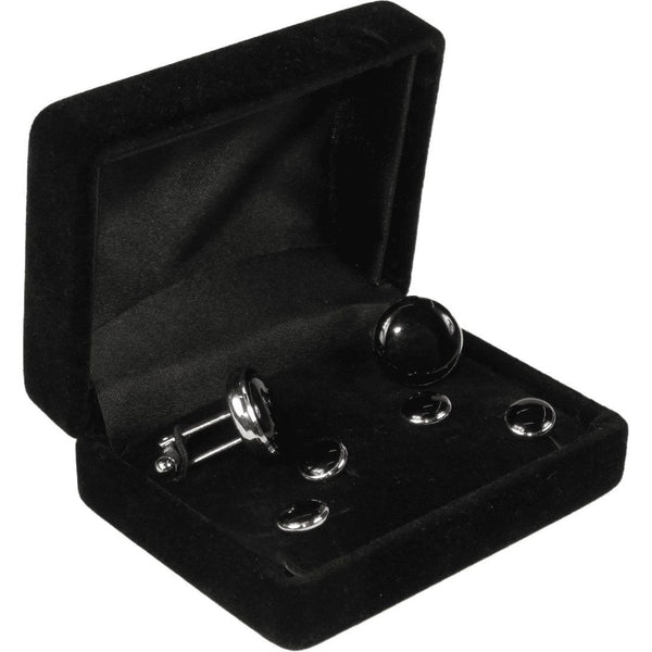 Men's J.Valintin Tuxedo Shirt Cufflinks Stud Set Black Silver 92565 - J.Valintin Men's Wear Legend - 92565