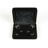 Men's J.Valintin Tuxedo Shirt Cufflinks Stud Set Black Silver 92565 - J.Valintin Men's Wear Legend - 92565