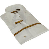 Mens long sleeves Cotton Shirt French Cuffs Wrinkle Resistance ENZO 61102 White - J.Valintin Men's Wear Legend - 389