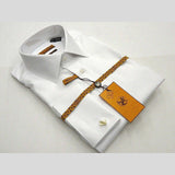 Mens long sleeves Cotton Shirt French Cuffs Wrinkle Resistance ENZO 61102 White - J.Valintin Men's Wear Legend - 389