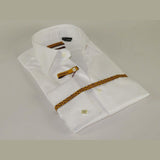 Mens long sleeves Cotton Shirt French Cuffs Wrinkle Resistance ENZO 61102 White - J.Valintin Men's Wear Legend - 389