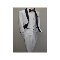 Men's Lorenzo Bruno Shawl Tuxedo Slim 3 Piece Shiny Formal Suit S6501V White - J.Valintin Men's Wear Legend - 19886