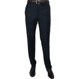 Men's MANTONI Flat Front Pants 100% Wool Super 140's Classic Fit 40901 Navy Blue - J.Valintin Men's Wear Legend - 10375