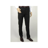 Men's Mantoni Flat Front Pants All Wool Super 140's Classic Fit 40901 Black - J.Valintin Men's Wear Legend - 9525