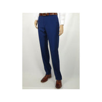 Mens Mantoni Flat Front Trousers Wool Super 140s Classic Fit 40901 French Blue - J.Valintin Men's Wear Legend - 2662