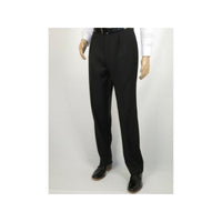 Men's MANTONI Pleated Dress Pants 100% Wool Super 140's Classic Fit 40901 Black - J.Valintin Men's Wear Legend - 9526