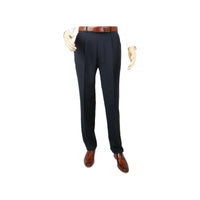 Mens MANTONI Pleated Dress Pants 100% Wool Super 140's Classic Fit 40901 Navy - J.Valintin Men's Wear Legend - 19308