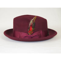 Men's Milani Wool Fedora Hat Soft Crushable Lined FD219 Burgundy - J.Valintin Men's Wear Legend - FD219 - Burgundy - S