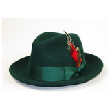 Men's Milani Wool Fedora Hat Soft Crushable Lined FD219 Emerald Green - J.Valintin Men's Wear Legend - FD219 - Green - S