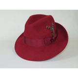 Men's Milani Wool Fedora Hat Soft Crushable Lined FD219 Red Wine - J.Valintin Men's Wear Legend - FD219 - Red - S