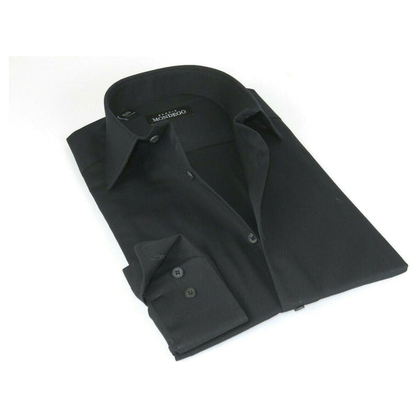 Mens Mondego 100% Cotton Dress Formal Classic shirt Long Sleeves sn300 black New - J.Valintin Men's Wear Legend - 4257